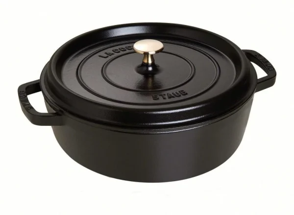 Staub Cocotte Rund Und Flach Aus Gusseisen In Schwarz 1