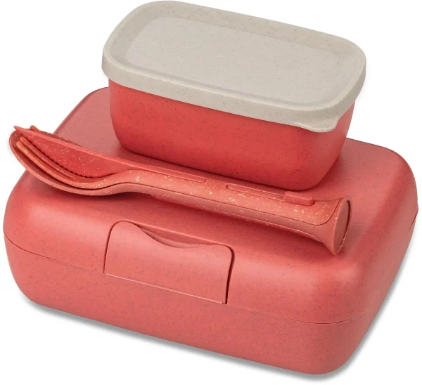 Koziol Lunch Box Candy Ready Mit Besteck-Set In Coral 1