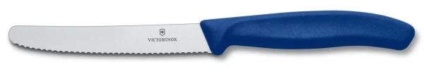 Victorinox SwissClassic Tomaten- Und Wurstmesser Mit Wellenschliff, 11 Cm, Blau 1