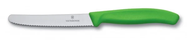 Victorinox SwissClassic Tomaten- Und Wurstmesser Mit Wellenschliff, 11 Cm, Grün 1