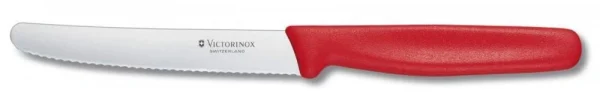 Victorinox Tomaten- Und Wurstmesser Mit Wellenschliff, Gerader Griff, 11 Cm, Rot 1